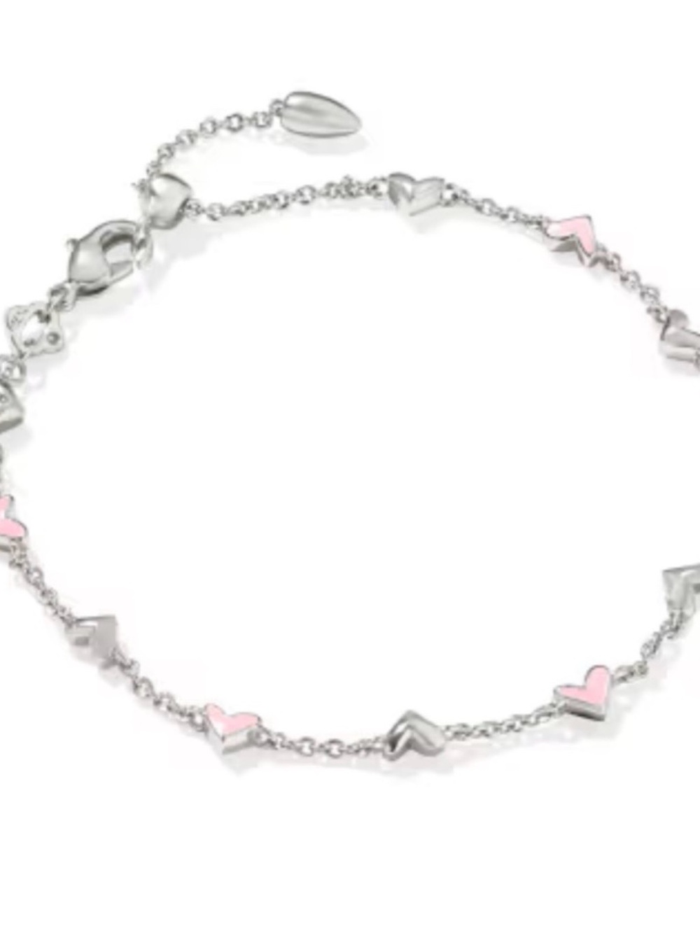 Kendra Scott Silver Bracelet with Pink Heart Charms